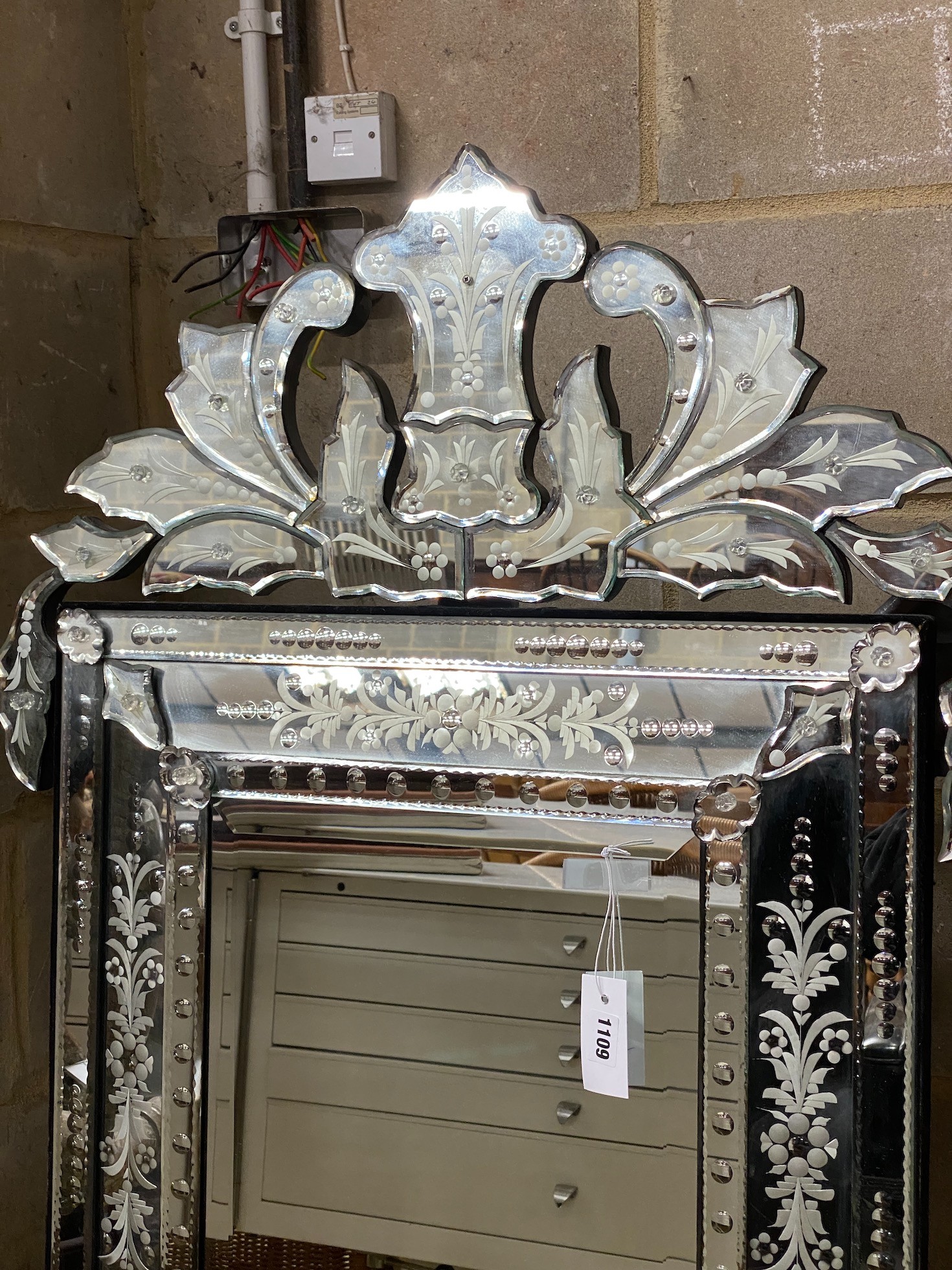 A Venetian style wall mirror, width 72cm, height 140cm